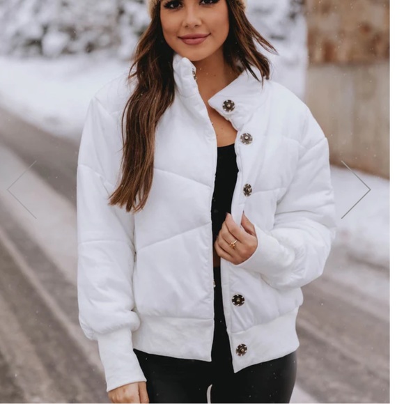 Perfect Storm White Bomber Jacket Pink Lily - Picture 3 of 4